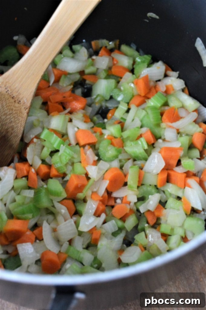cooking low carb chicken soup Sautéing Vegetables for Low Carb Chicken Cauliflower Rice Soup
