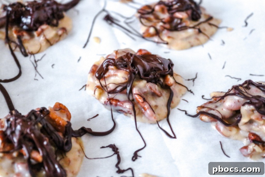 Drizzle chocolate over keto cookies
