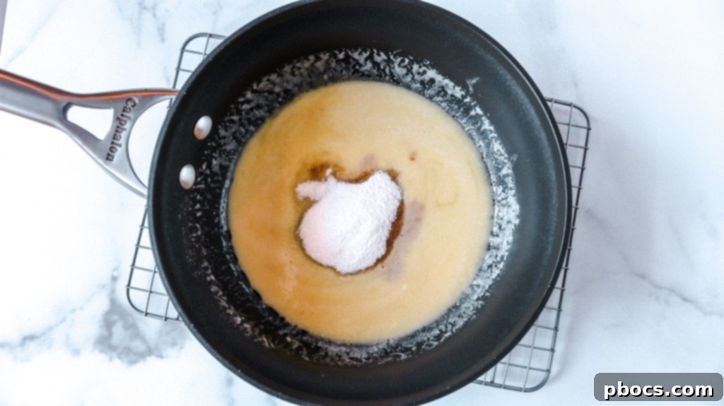 Cook caramel until thickened