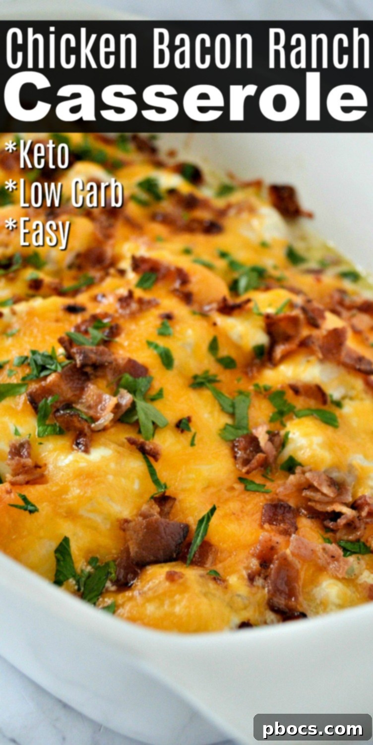 Pin for later: Keto Chicken Bacon Ranch Casserole image with description for Pinterest