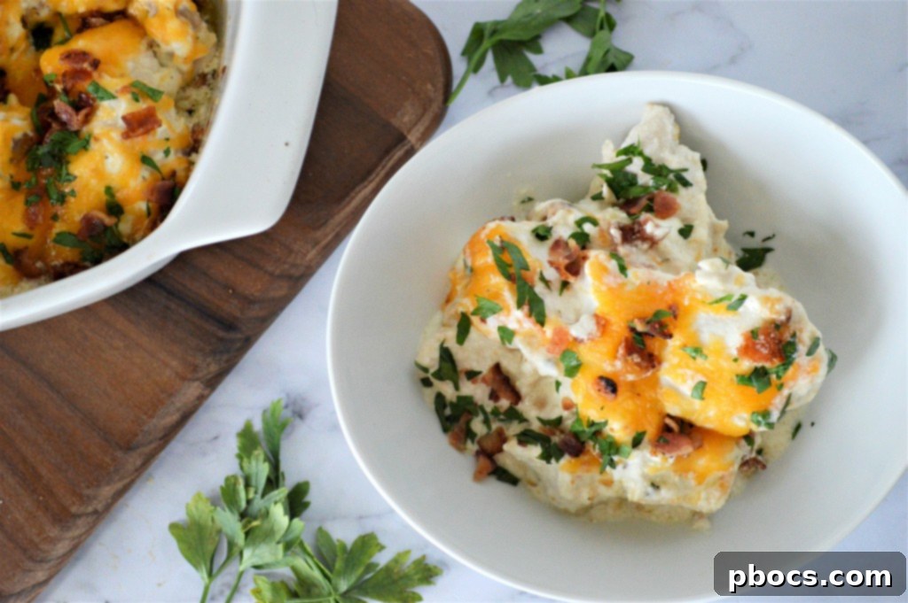 Prepared Keto Chicken Bacon Ranch Casserole before baking