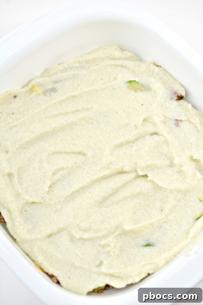 Meat Mixture Layered in Baking Dish