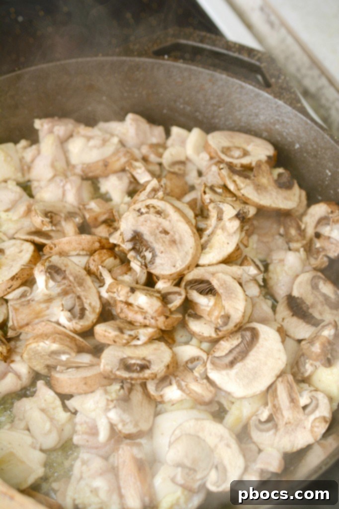 Step 2: Sautéing chicken in the skillet