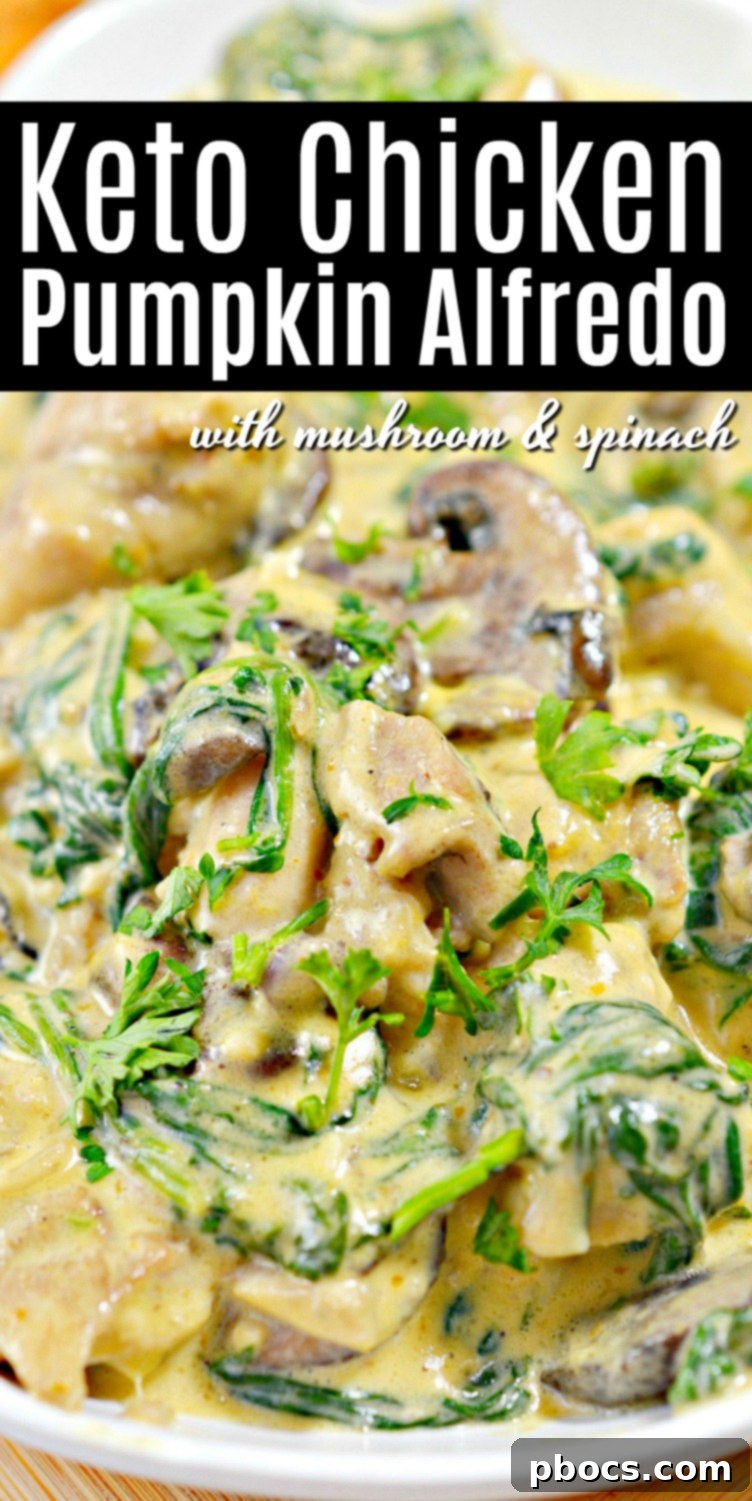 Low-Carb Chicken Pumpkin Alfredo Pin image for Pinterest