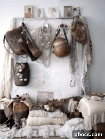 Open Concept Living Room with Rustic Furniture and Bohemian Flair