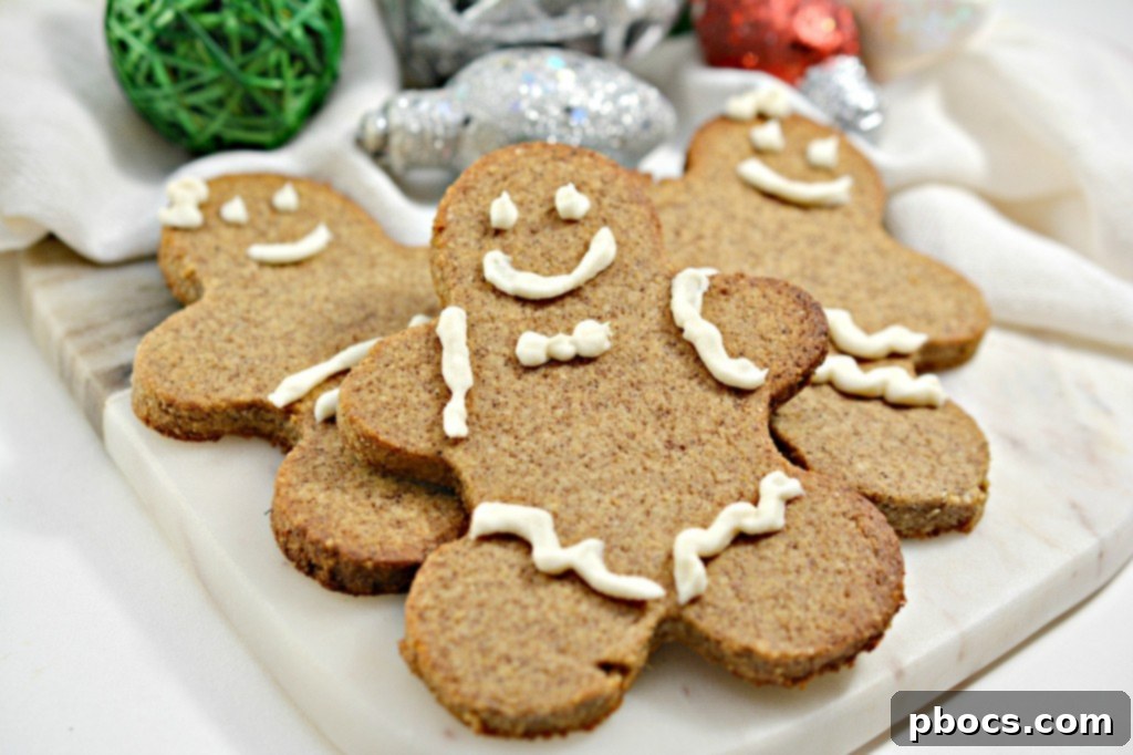 Festive Keto Gingerbread Snaps 3 Close-up of baked Keto Gingerbread Cookies ready for icing