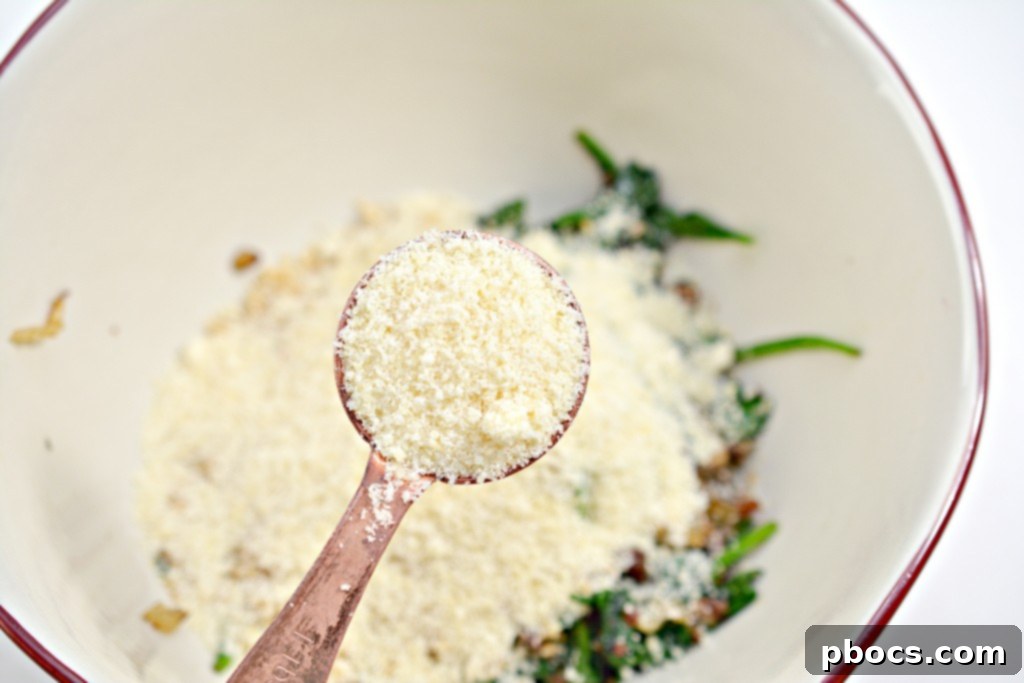 Mixing the Stuffed Mushroom Filling