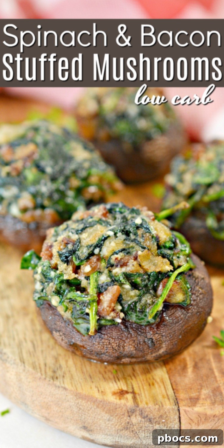 Keto Bacon Stuffed Mushrooms Recipe Pinterest Pin