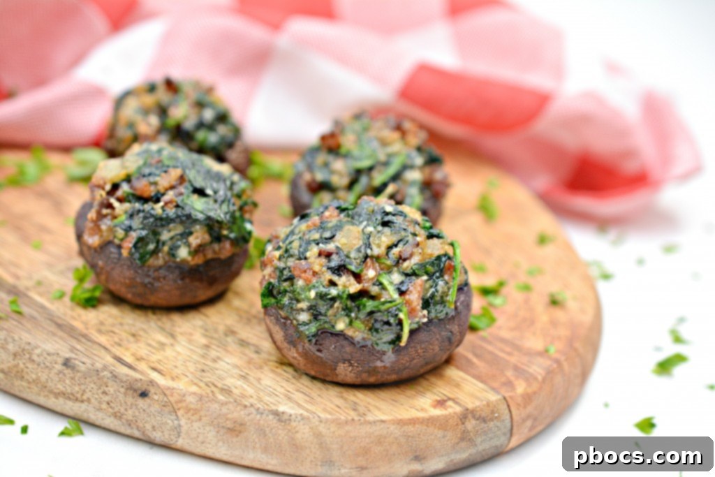 Freshly Baked Keto Bacon Stuffed Mushrooms with Melted Cheese