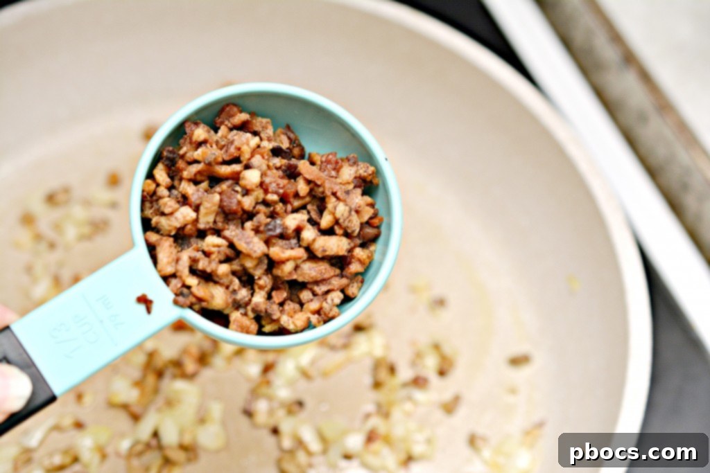 Sautéing Mushroom Stems and Onion