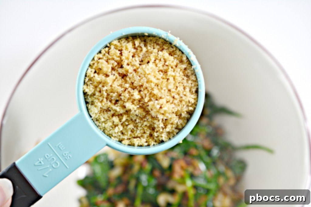 Cooking Spinach and Bacon for Stuffed Mushrooms