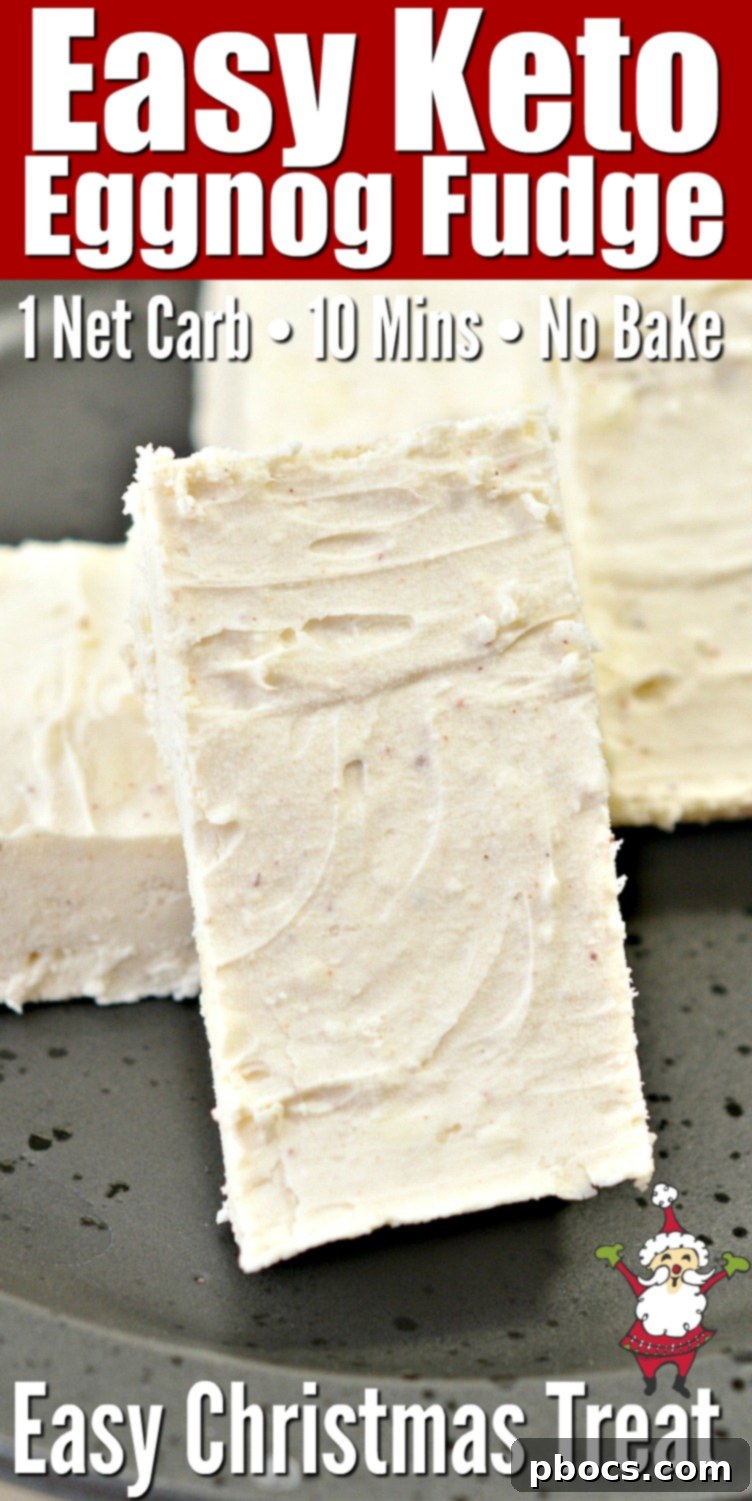 Holiday Keto Eggnog Fudge Recipe Pin
