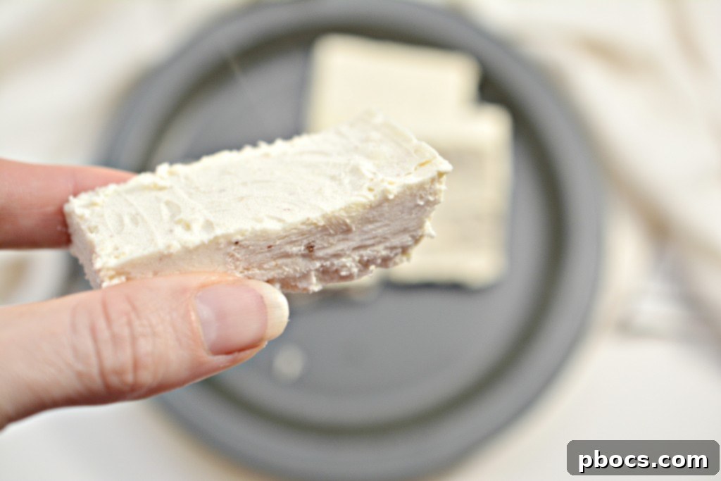 Holiday Keto Eggnog Fudge Recipe - Slicing the Fudge