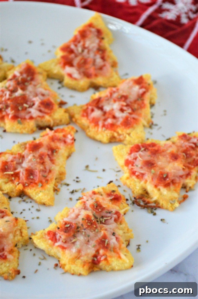 Step 7: Baked mini Christmas tree keto pizzas