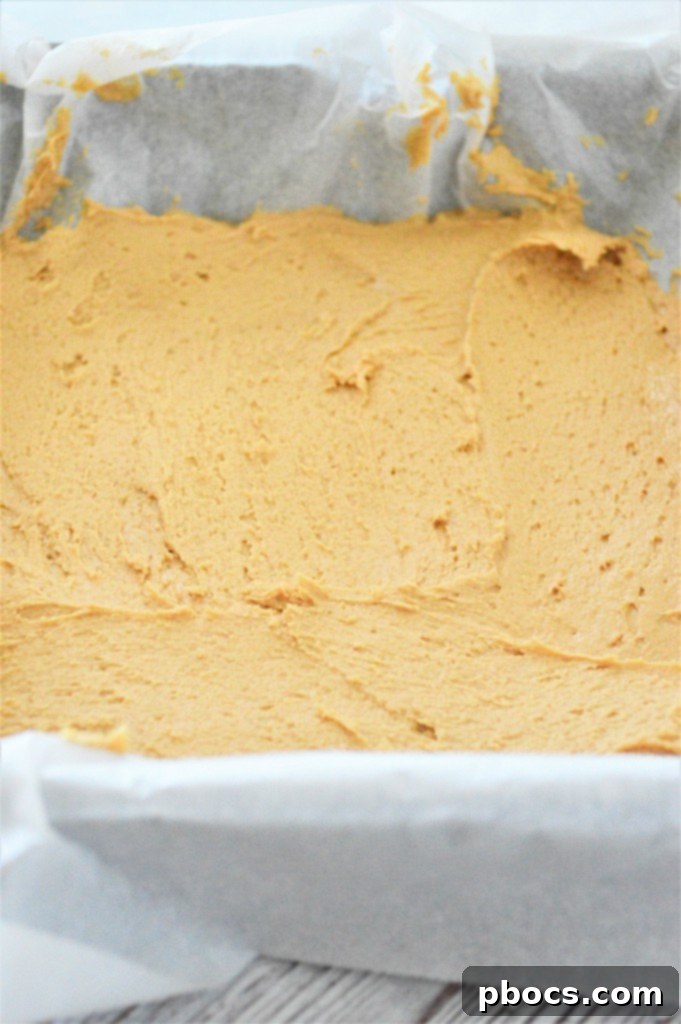 Effortless Keto Chocolate Peanut Butter Bars 9 Step 2: Stirring in melted coconut oil and vanilla extract into the peanut butter mixture.