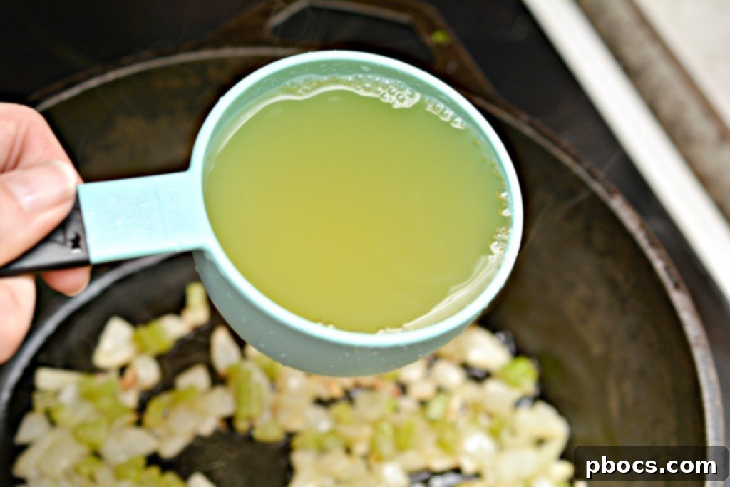 Adding Broth and Cream to Chicken & Dumplings
