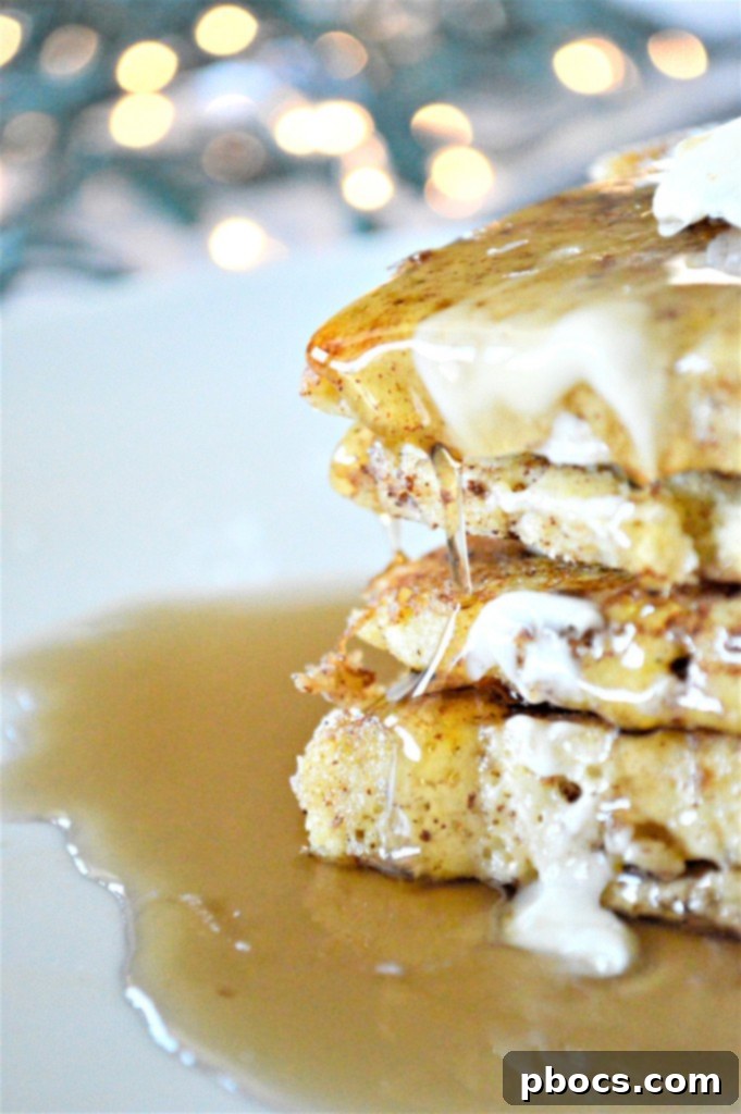 Freshly cooked Eggnog Keto French Toast ready to be served