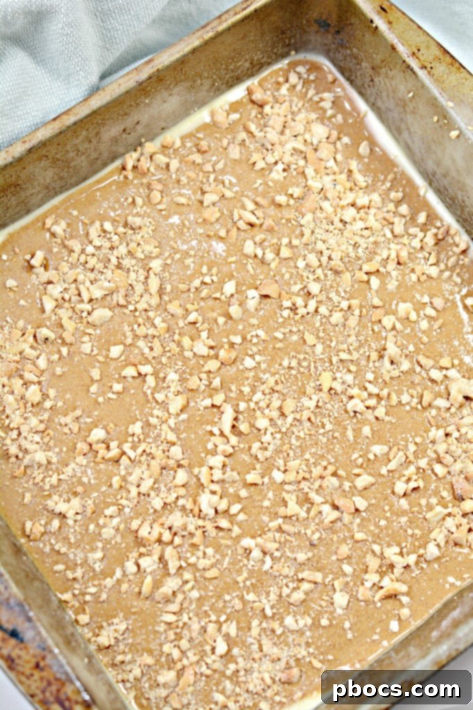 Fudge batter poured into a baking dish