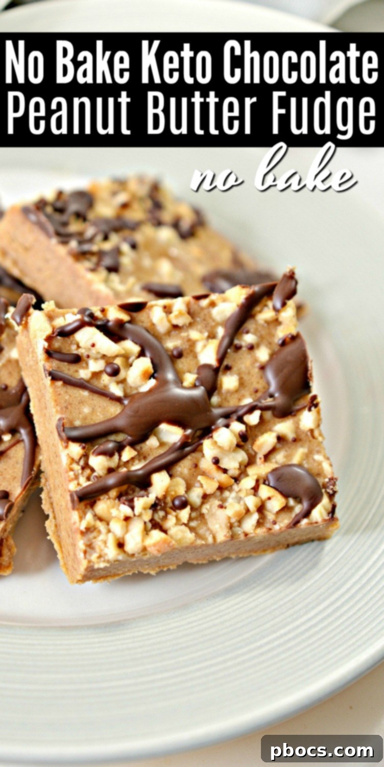Keto Peanut Butter Fudge recipe pin for Pinterest