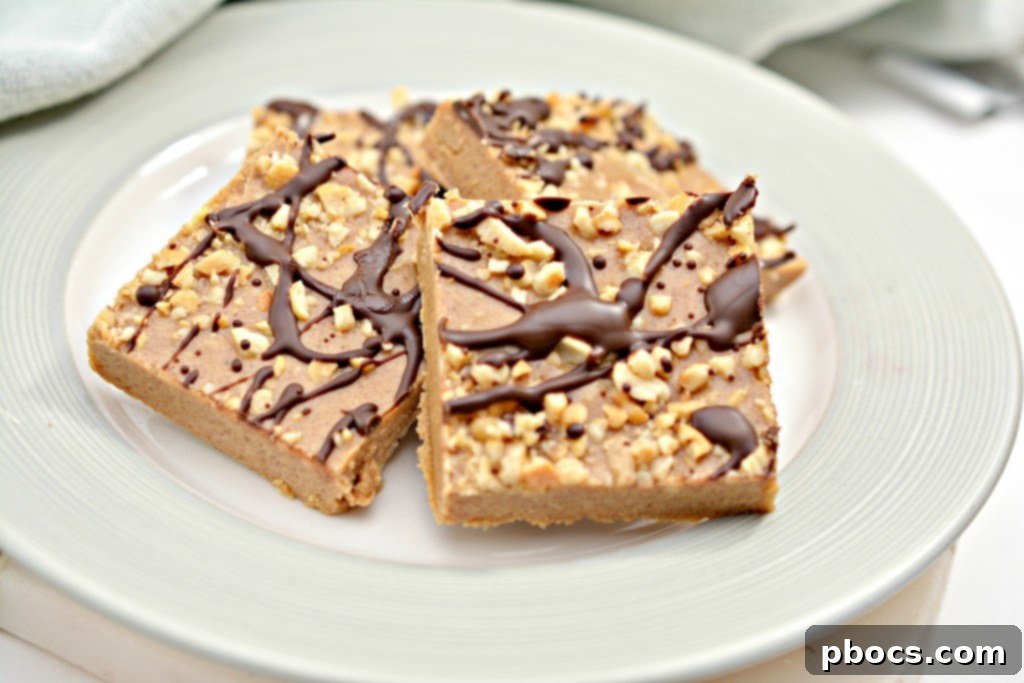 Keto Peanut Butter Fudge with a chocolate drizzle