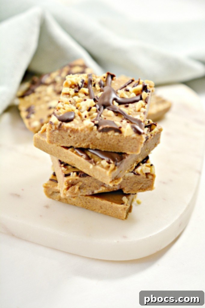 Close-up of a serving of Keto Peanut Butter Fudge