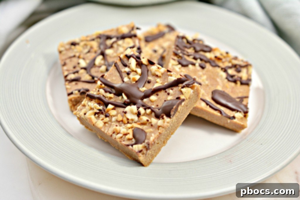 Hand holding a piece of Keto Peanut Butter Fudge