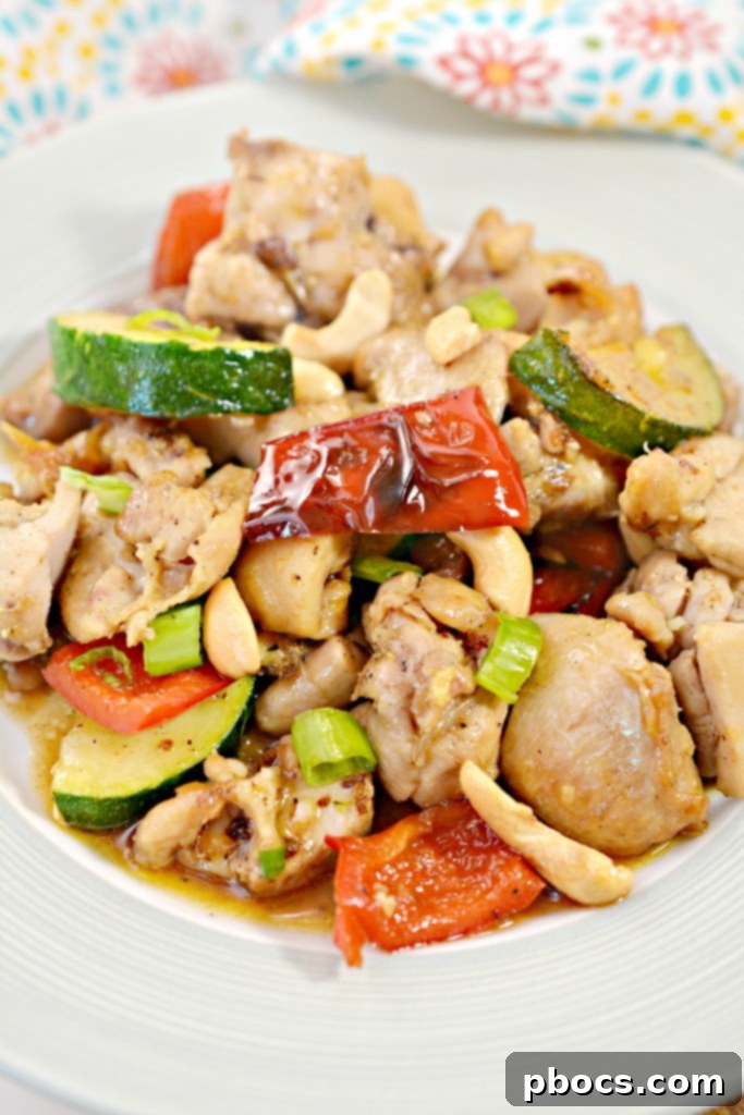 Family-sized serving of Keto Kung Pao Chicken in a large bowl.