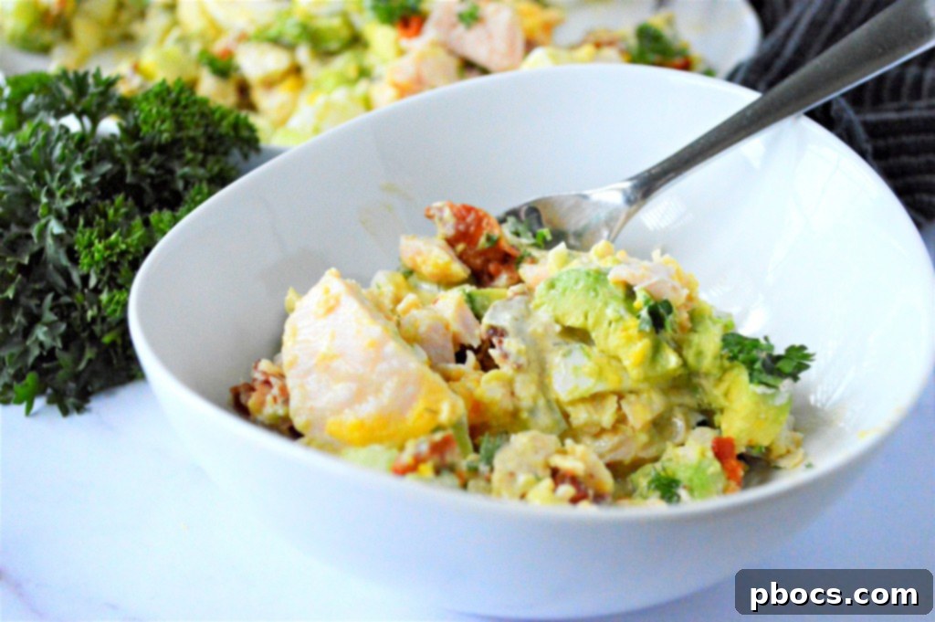 Low Carb Chicken Egg Salad spread on lettuce leaves, perfect for a fresh meal