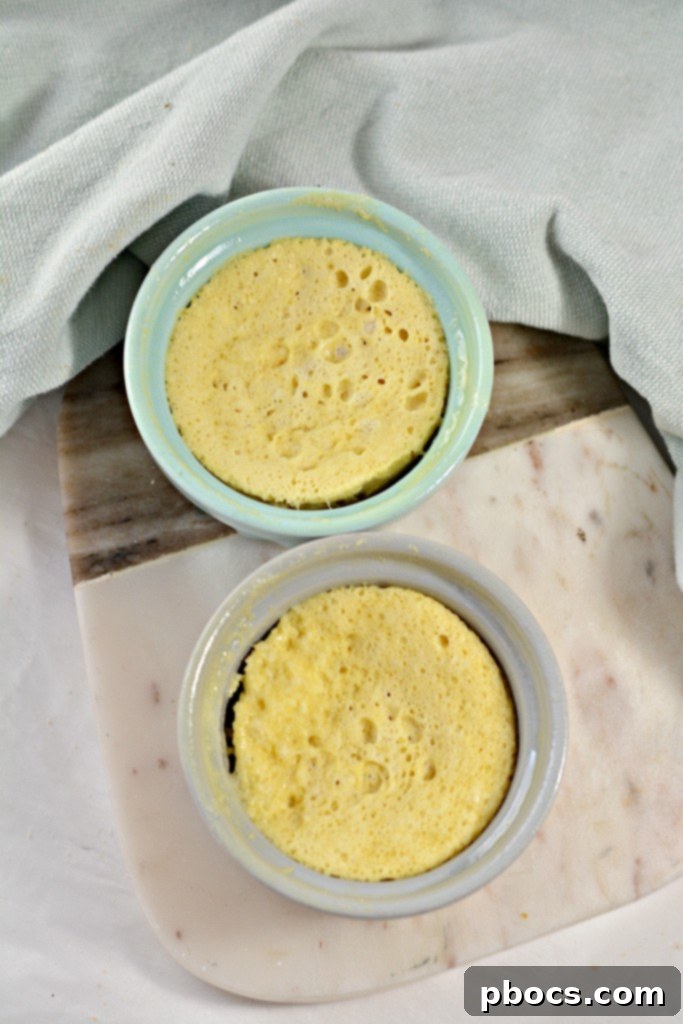 Effortless Keto Mug Cheesecake 12 Microwaving the mug cheesecakes