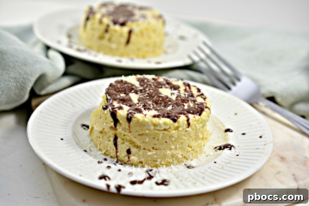 Effortless Keto Mug Cheesecake 3 Close-up of the easy keto mug cheesecake, showing its creamy texture and toppings