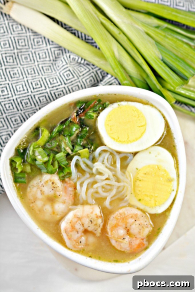 Creamy Keto Miso Ramen Soup With Shrimp - a delectable low-carb meal