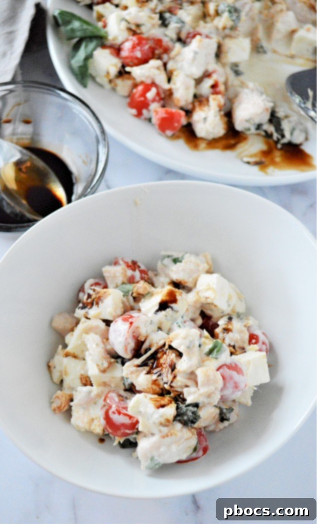 Keto Caprese Chicken Salad 2 Delicious Low Carb Caprese Chicken Salad with tomatoes, mozzarella, and basil