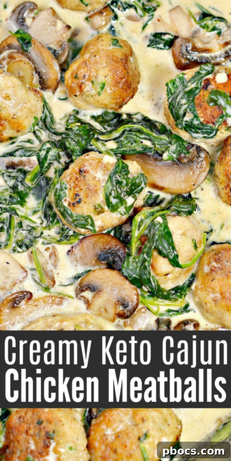Flavor Packed Cajun Keto Chicken Meatballs 12 Pinterest pin for Cajun Keto Chicken Meatballs Recipe