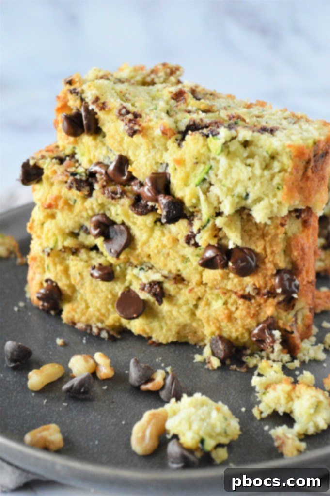 Delicious Low Carb Chocolate Chip Zucchini Bread, perfect for keto diets
