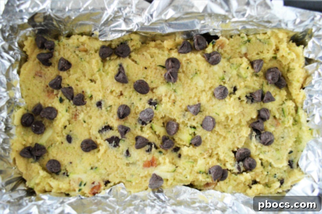 Low Carb Chocolate Chip Zucchini Bread baking in the oven