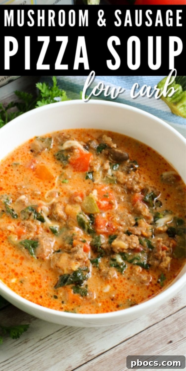 Pin this Instant Pot Low Carb Pizza Soup recipe for later enjoyment