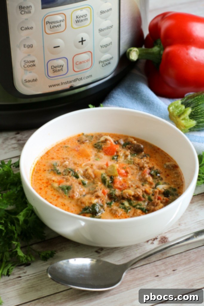 Freezing Instant Pot Low Carb Pizza Soup for future meals