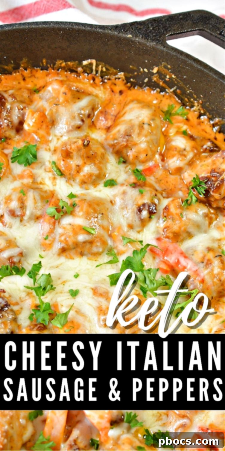Keto Cheesy Sausage & Peppers - Pinterest Pin