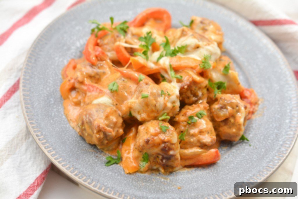 Keto Cheesy Sausage & Peppers - Skillet Prep