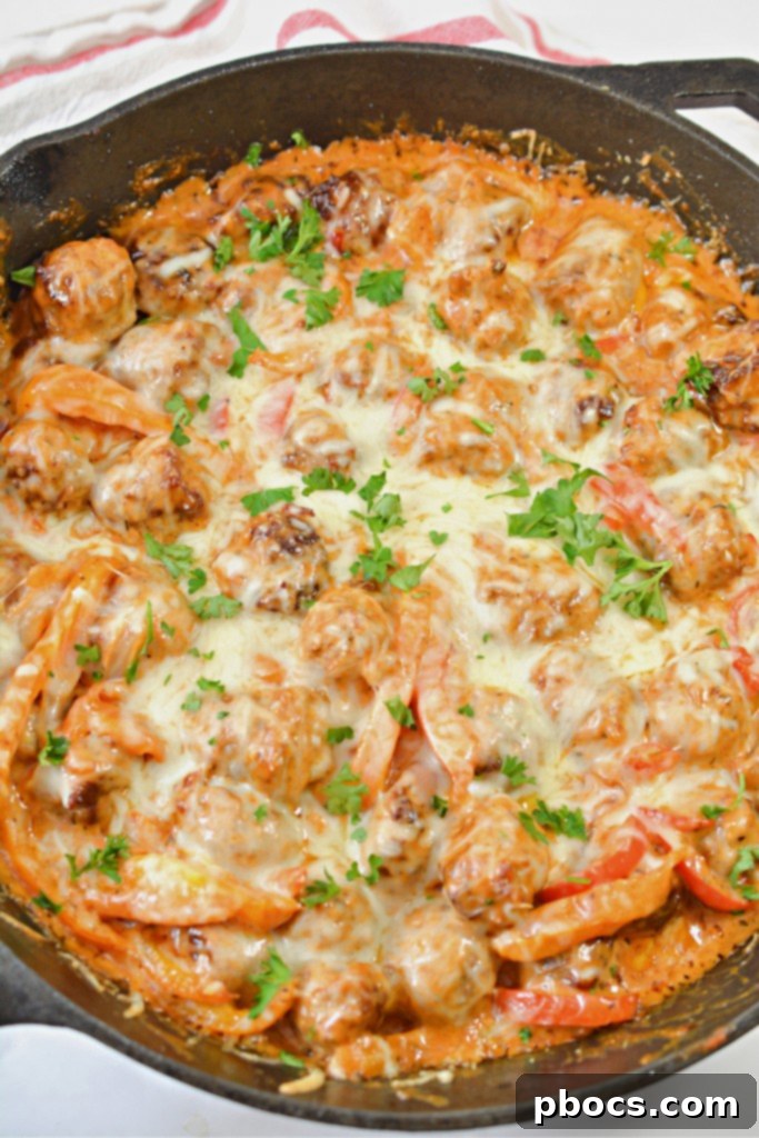 Keto Cheesy Sausage & Peppers - Served