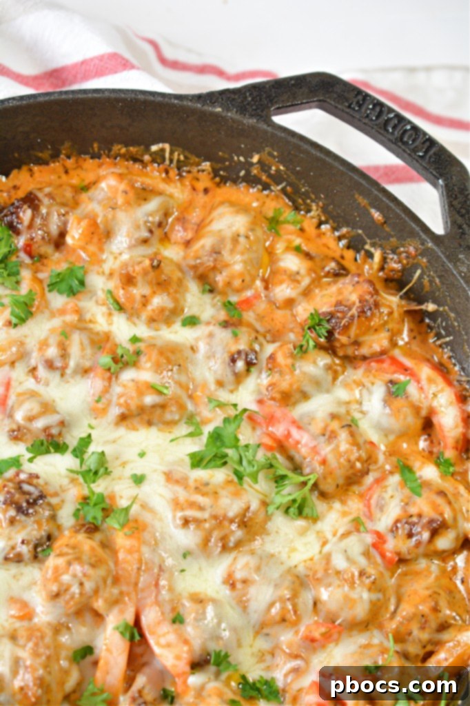 Keto Cheesy Sausage & Peppers - Close Up Second