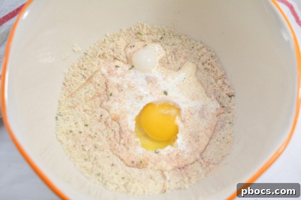 Golden Keto Cauliflower Bites 10 Mixing batter for Crispy Keto Cauliflower Wings