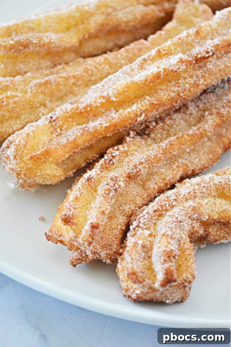 How To Make Keto Churros - A plate of golden brown churros coated in cinnamon and sugar