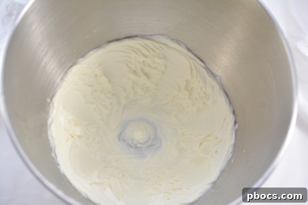 Beating cream cheese for mousse