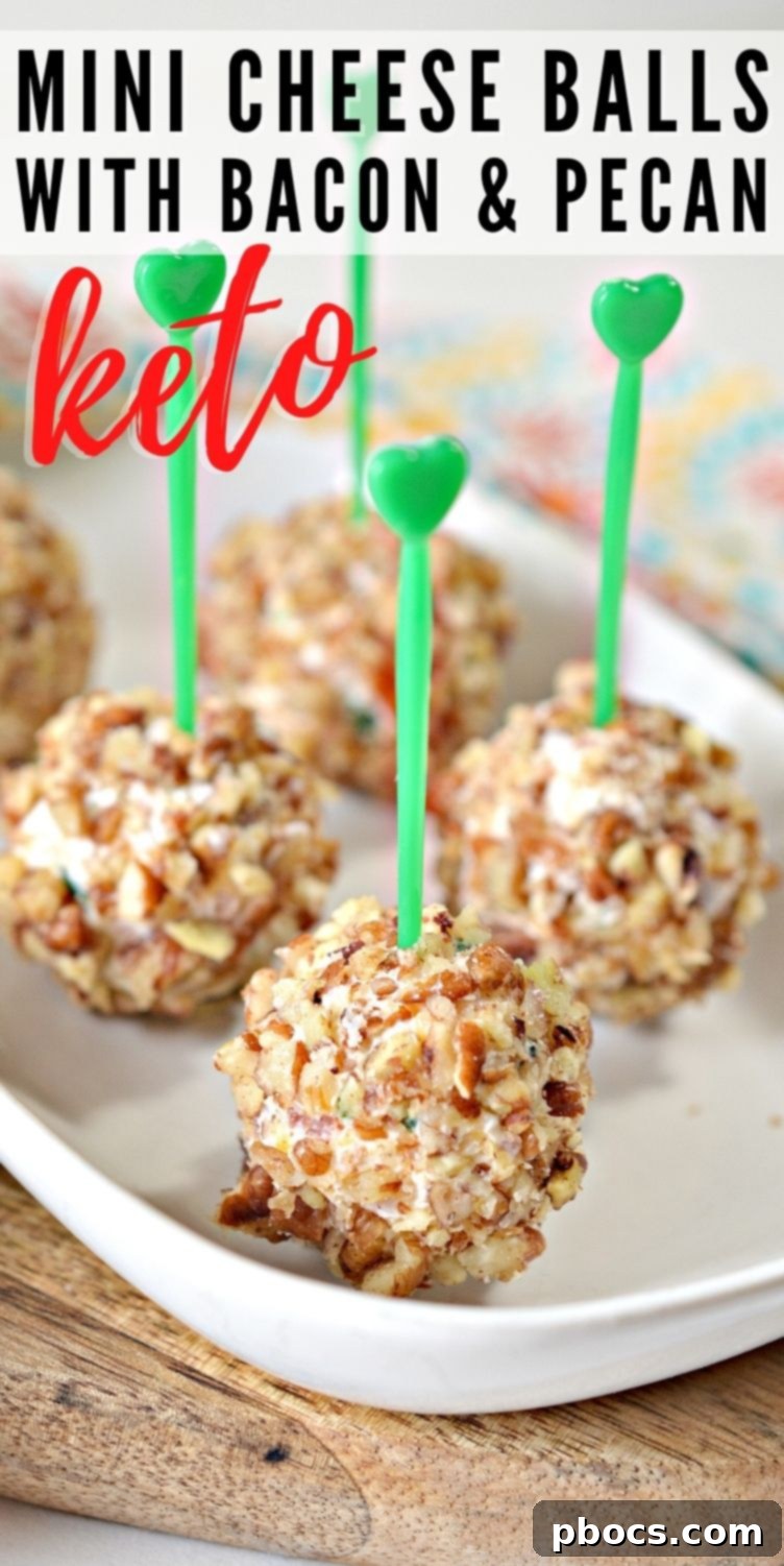 Mini Keto Cheese Balls With Bacon and Pecan for Pinterest