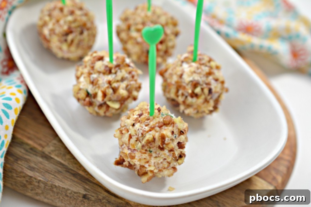 Close-up of Mini Keto Cheese Balls with Bacon and Pecan, showing texture
