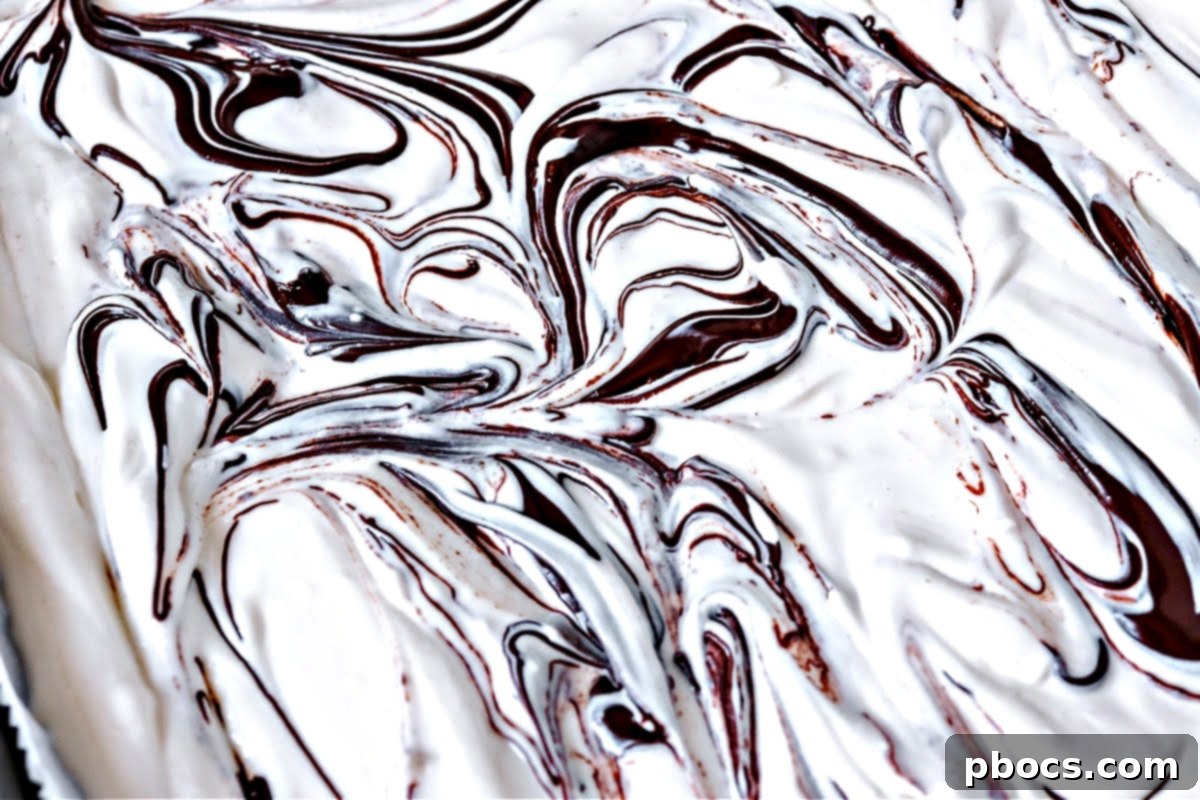 Step 5: Swirl melted chocolate into bark