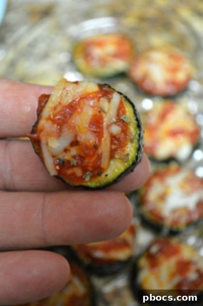 Zucchini Pizza Bites being assembled