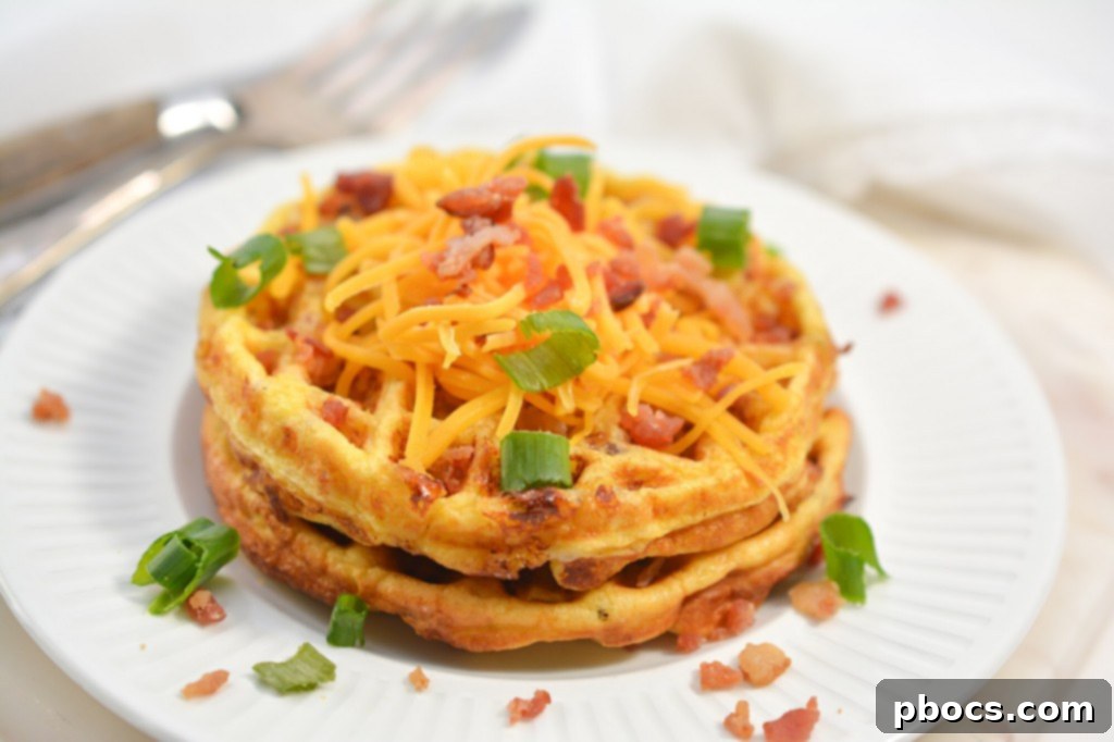 Ultimate Keto Chaffle Breakfast Sandwich 3 Close-up view of perfectly cooked and crispy Keto Bacon Egg and Cheese Chaffles