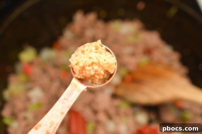 Minced Garlic Ready to be Added